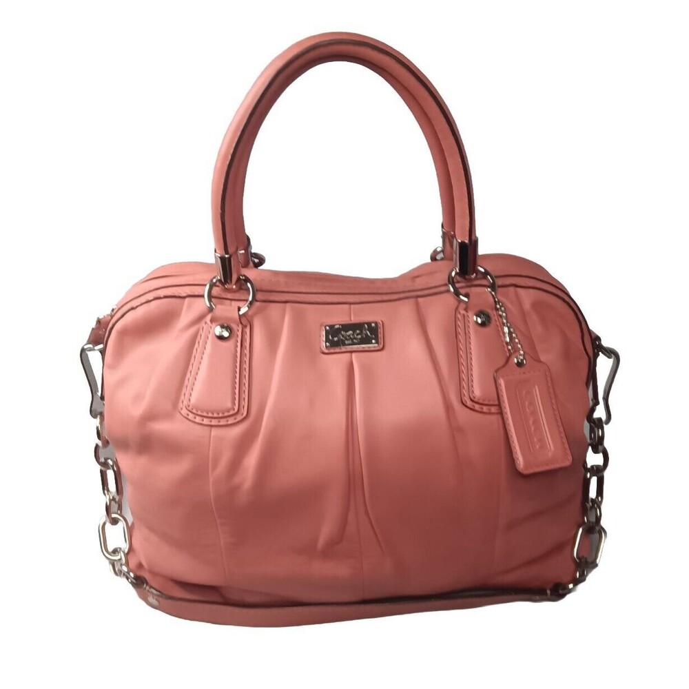 Coach Kristin Leather Pleated Satchel Bag F15339 Burnt Orange Handbag